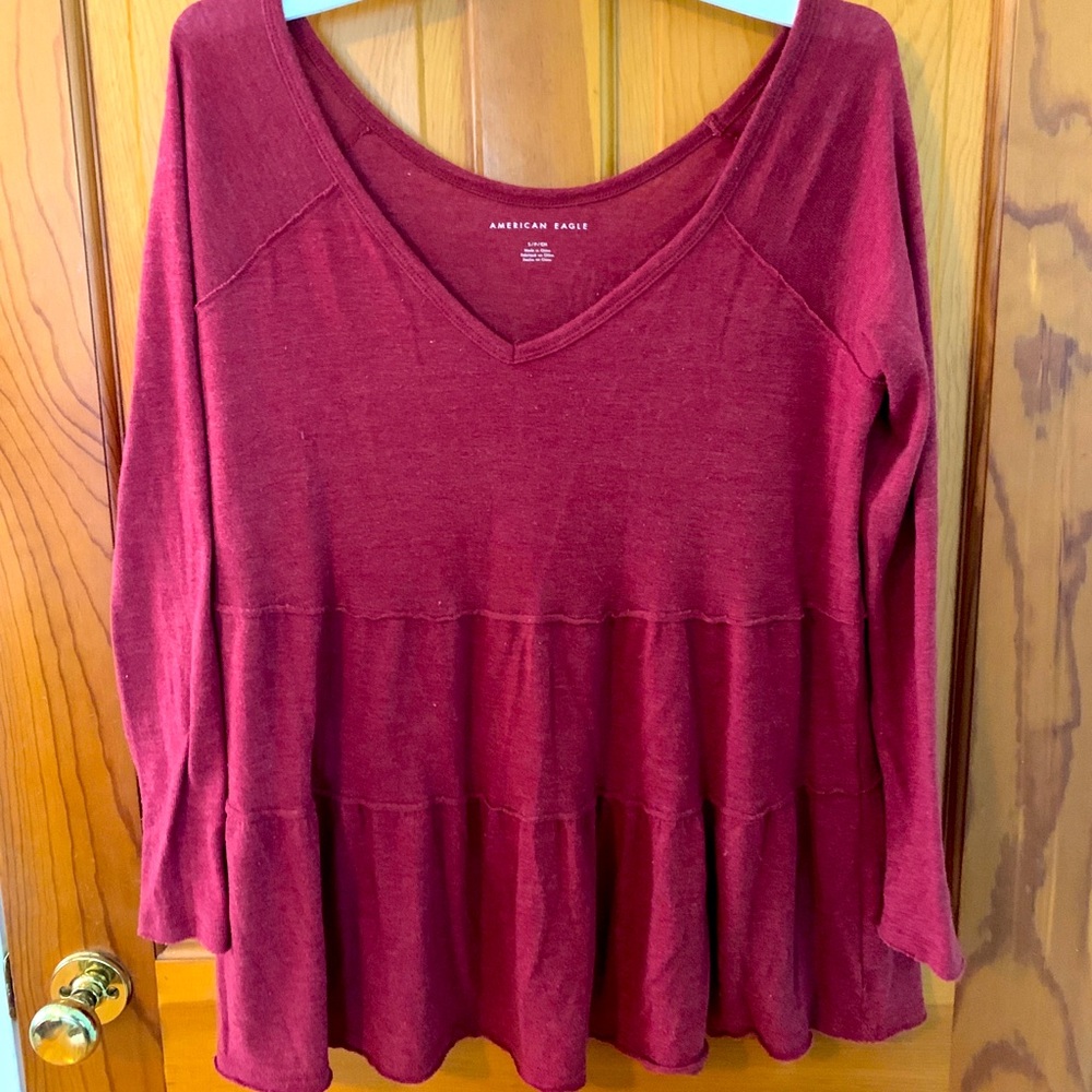 AE triple ruffled long sleeve shirt